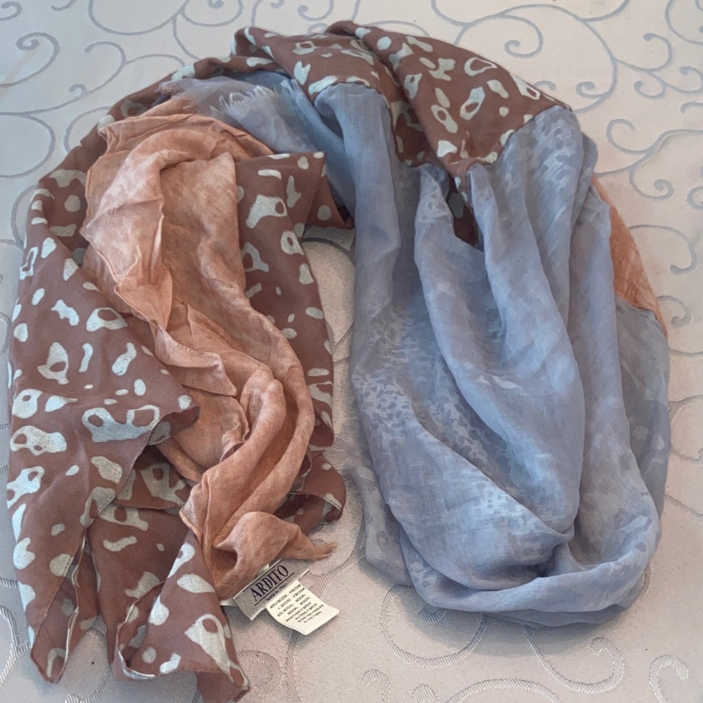 Aratta Light Blue and Brown Scarf